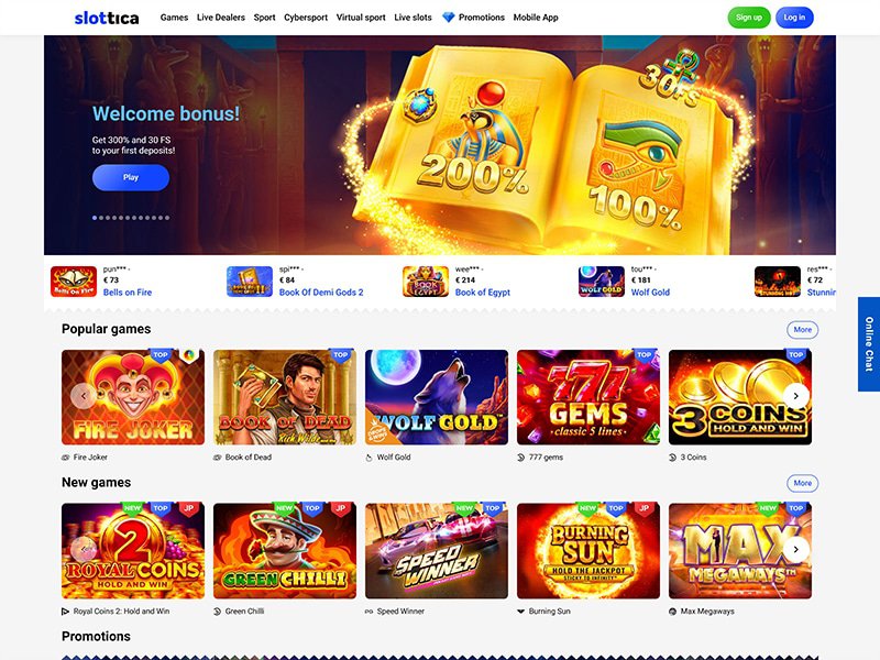 Slottica Casino website