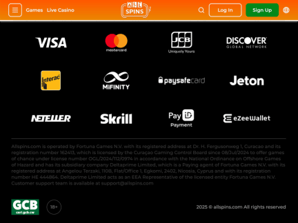 Allspins Casino cashier