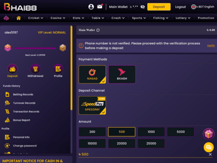 Bhai88 Casino cashier