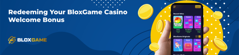 Banner of bonuses and promotions of BloxGame casino