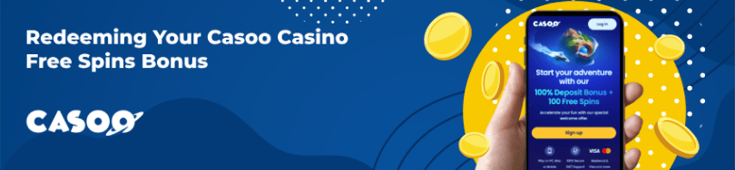 Banner of bonuses and promotions of Casoo casino