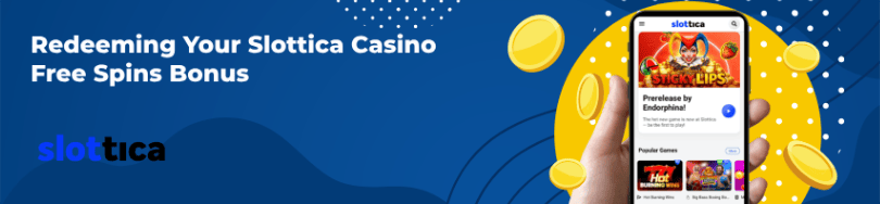 Banner of bonuses and promotions of Slottica Casino
