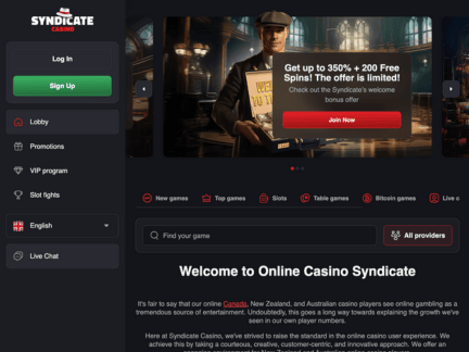 Syndicate Casino website